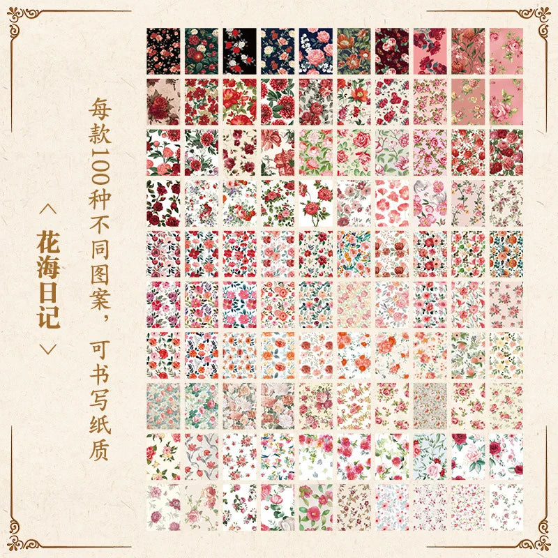 100-Sheet Senyu Garden Series Decorative Paper for Scrapbooking Crafts