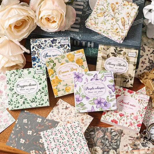 100-Piece Vintage Paper Set for Scrapbooking and Crafting Projects