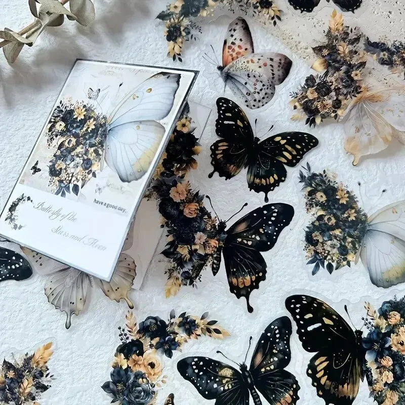 30-Piece Butterfly & Flower Decorative Stickers for Crafts & Journals