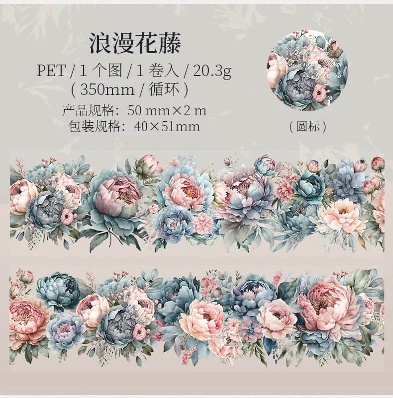 50mm x 2m Floral Decorative Tape for Scrapbooking and Crafts