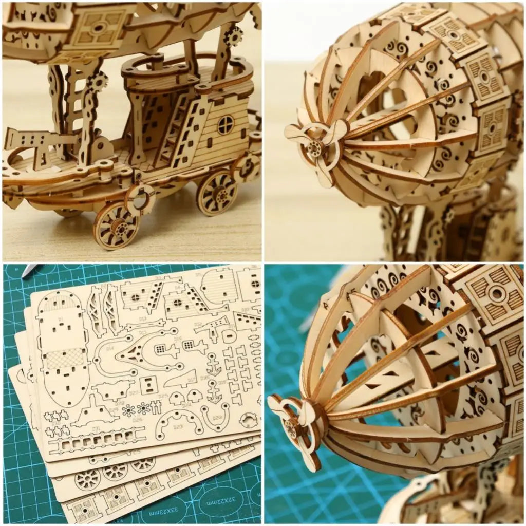 Creative 3D Airship Wooden Puzzle Kit – DIY Model for All Ages
