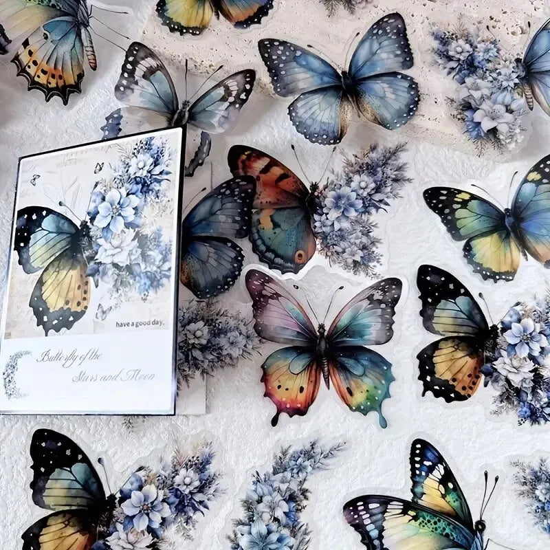 30-Piece Butterfly & Flower Decorative Stickers for Crafts & Journals