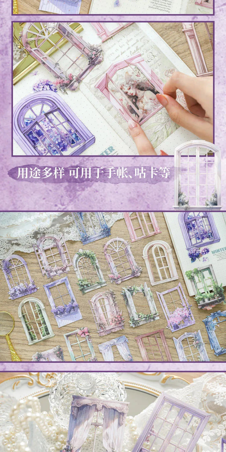 10pcs Window Flower Collage Paper Set for Scrapbooking & Journals