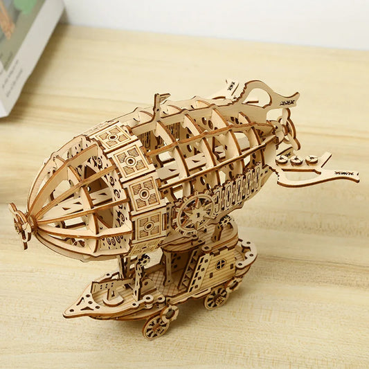 Creative 3D Airship Wooden Puzzle Kit – DIY Model for All Ages