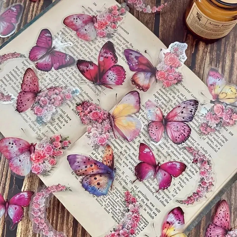 30-Piece Butterfly & Flower Decorative Stickers for Crafts & Journals