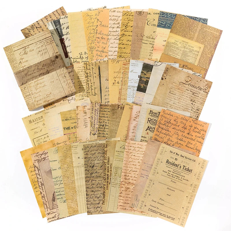 100-Piece Vintage Background Paper Set for Scrapbooking and Journaling