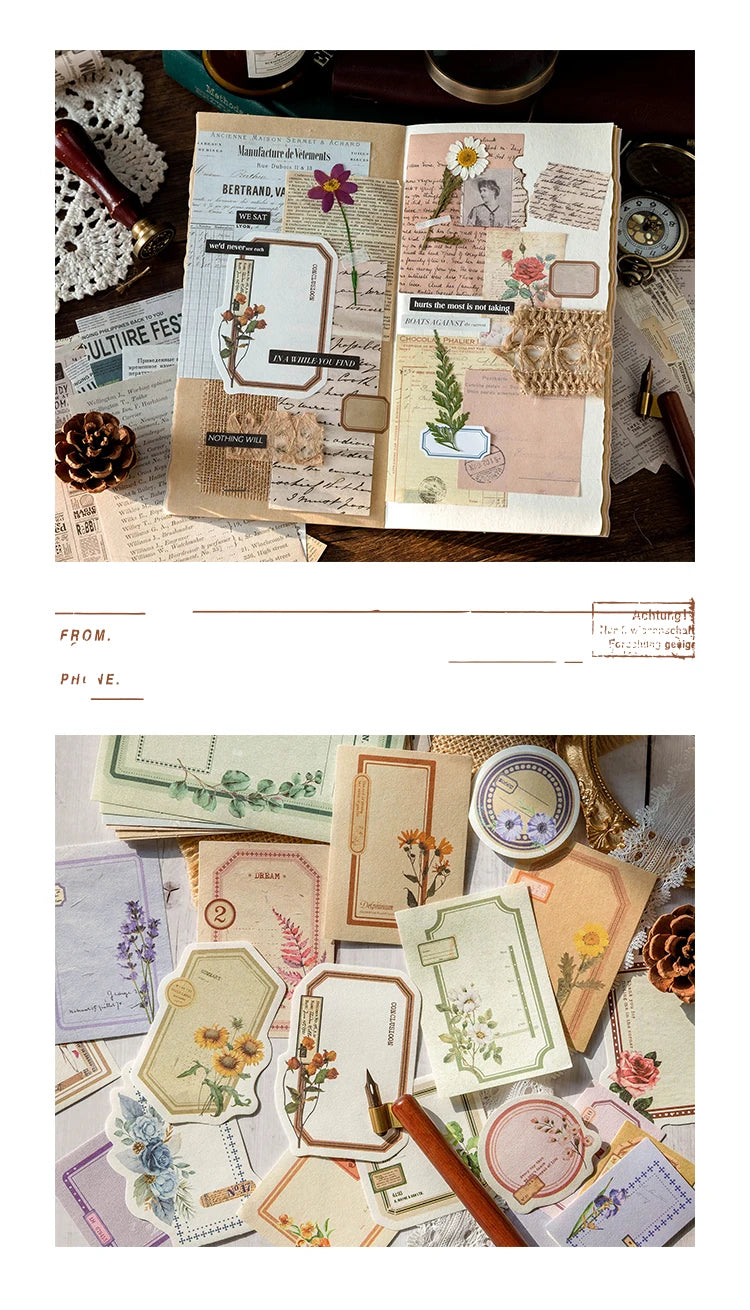100-Piece Vintage Aesthetic Paper Set for Journaling & Scrapbooking Crafts