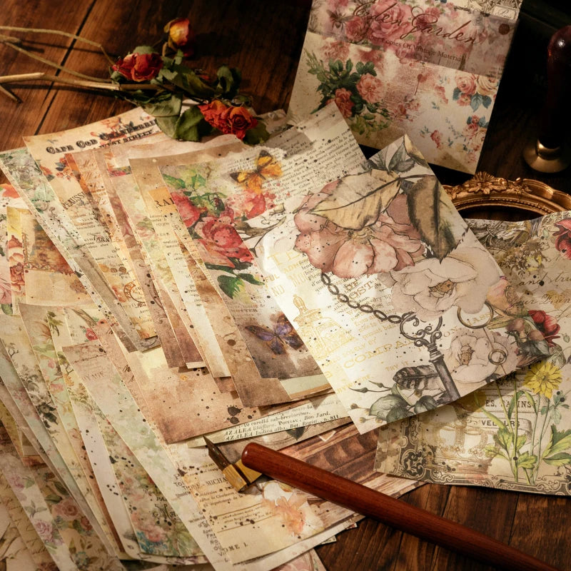 100-Piece Vintage Background Paper Set for Scrapbooking and Journaling