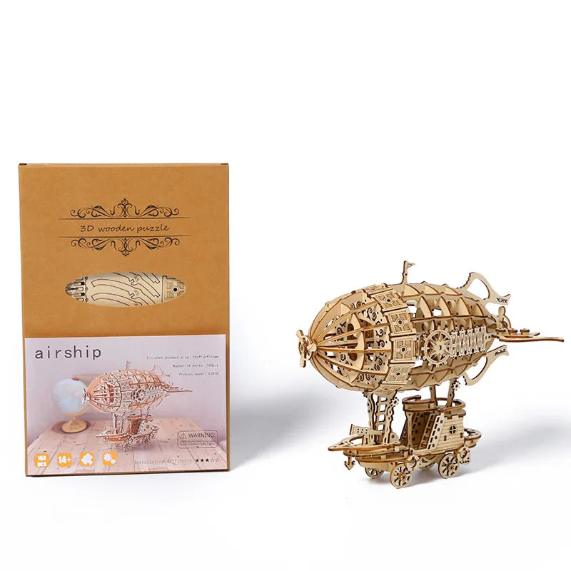 Creative 3D Airship Wooden Puzzle Kit – DIY Model for All Ages