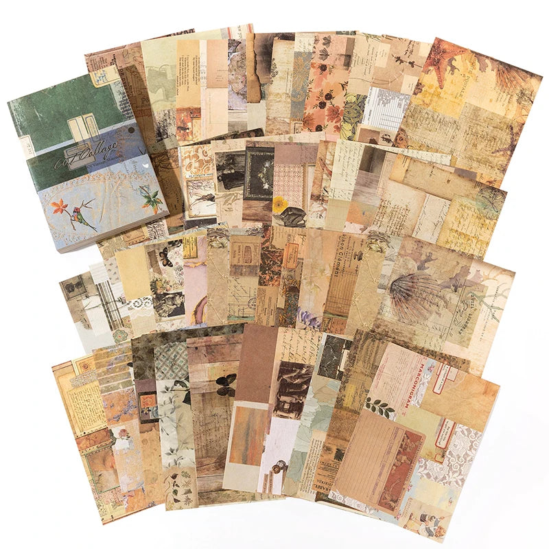 100-Piece Vintage Background Paper Set for Scrapbooking and Journaling