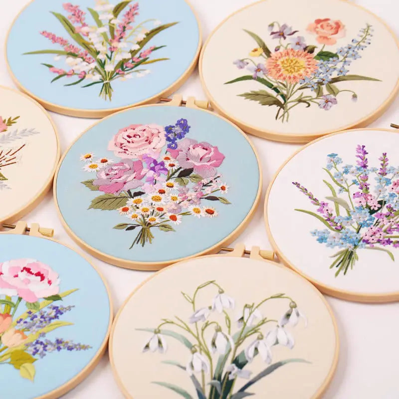 DIY Flower Embroidery Kit for Beginners – Complete Craft Set