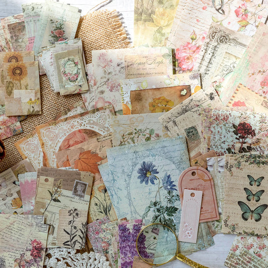 100-Piece Vintage Aesthetic Paper Set for Journaling & Scrapbooking Crafts