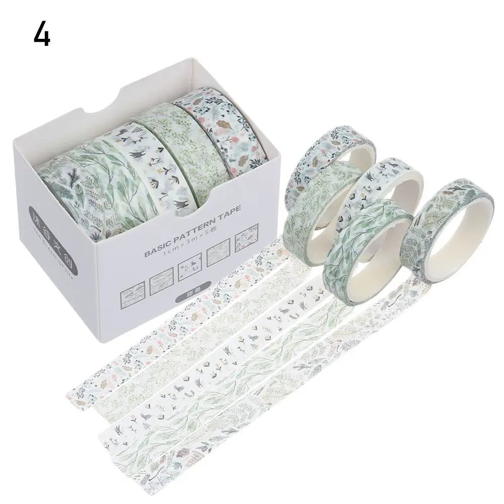 5-Piece Multicolor Washi Tape Set for Scrapbooking, Journaling, Crafts