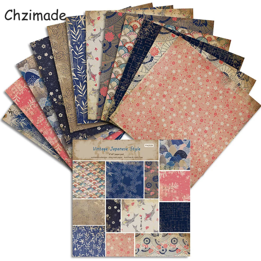 12-Sheet Vintage Flower Paper Pad for Scrapbooking & DIY Crafts
