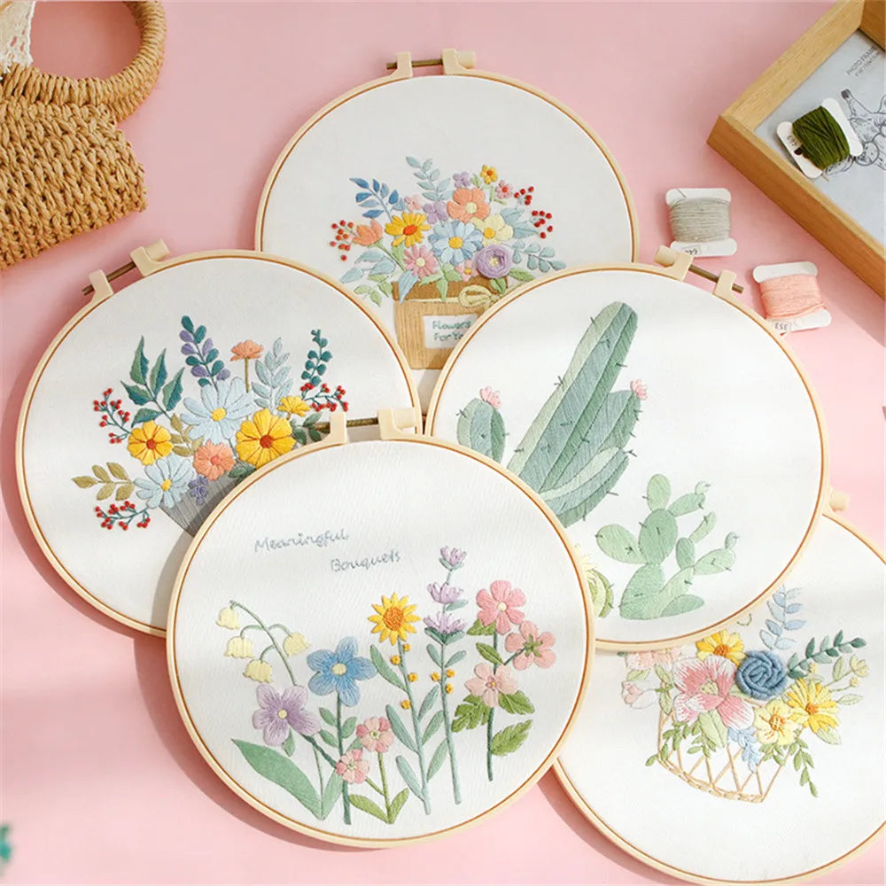 DIY Flower Embroidery Kit for Beginners – Complete Craft Set