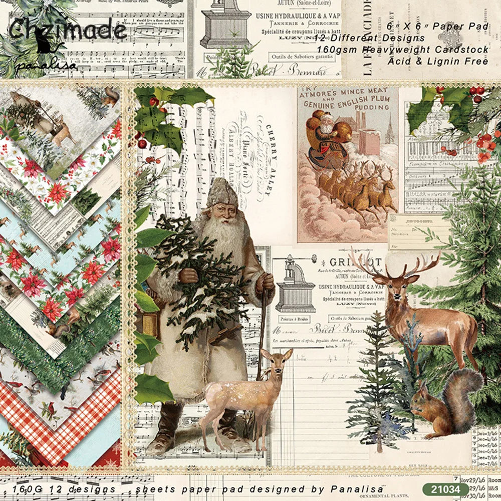 12-Sheet Vintage Flower Paper Pad for Scrapbooking & DIY Crafts
