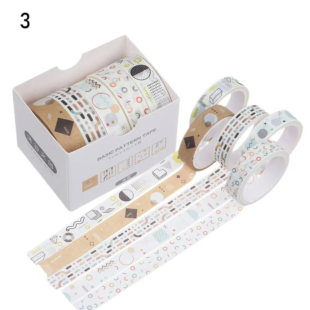 5-Piece Multicolor Washi Tape Set for Scrapbooking, Journaling, Crafts
