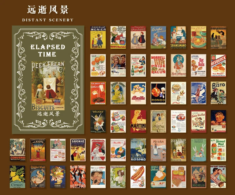 50-Piece Retro Vintage Paper Set for Journaling and Crafts