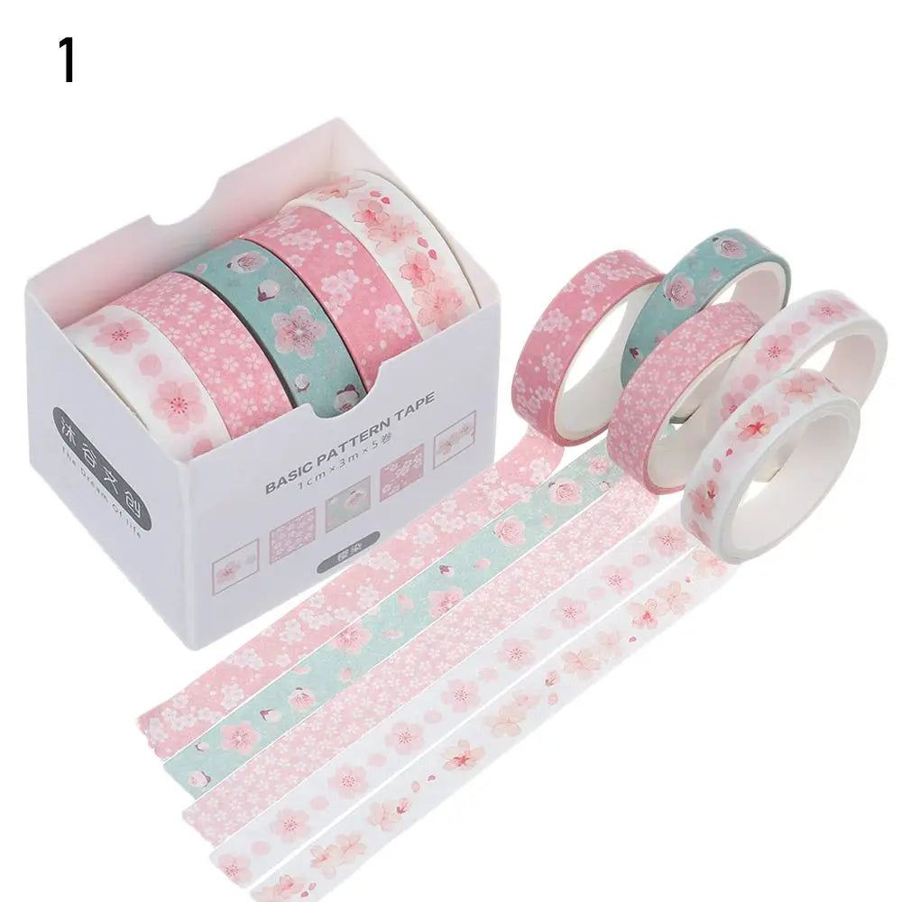 5-Piece Multicolor Washi Tape Set for Scrapbooking, Journaling, Crafts
