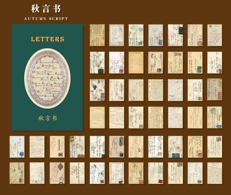 50-Piece Retro Vintage Paper Set for Journaling and Crafts