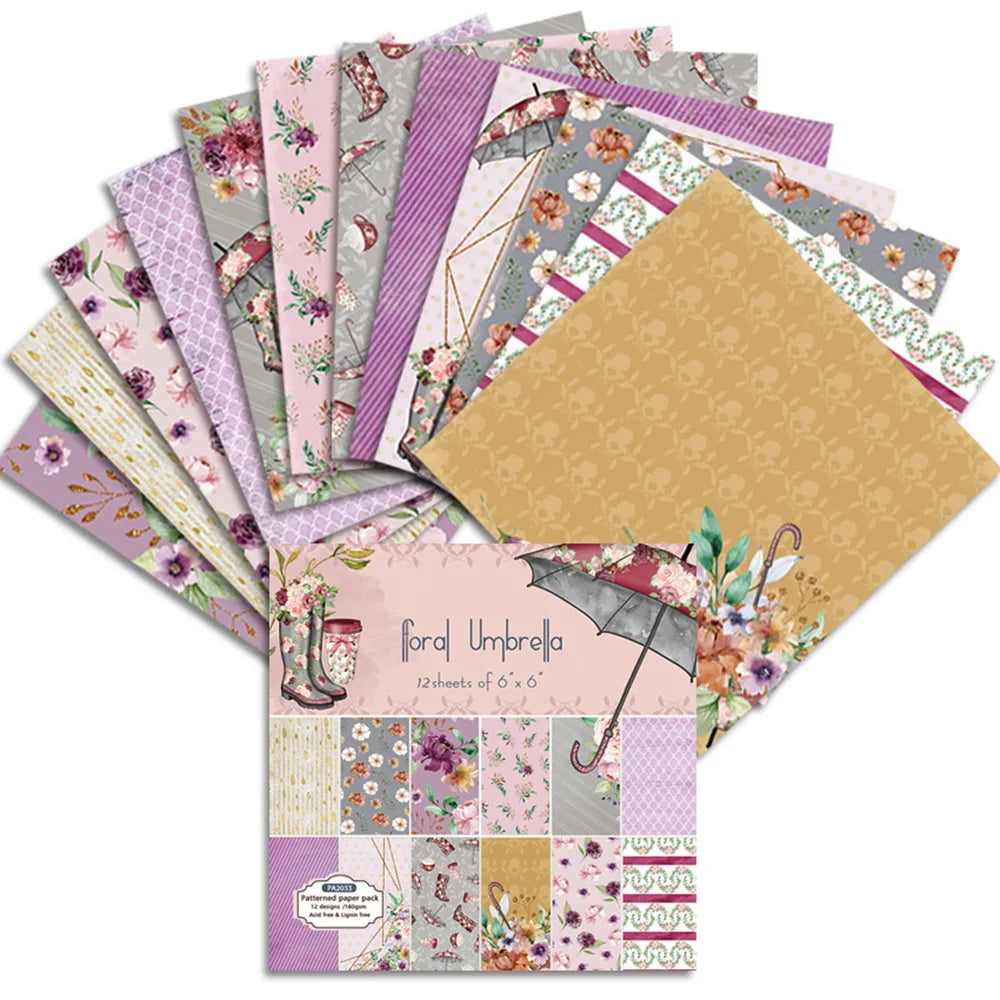 12-Sheet Vintage Flower Paper Pad for Scrapbooking & DIY Crafts