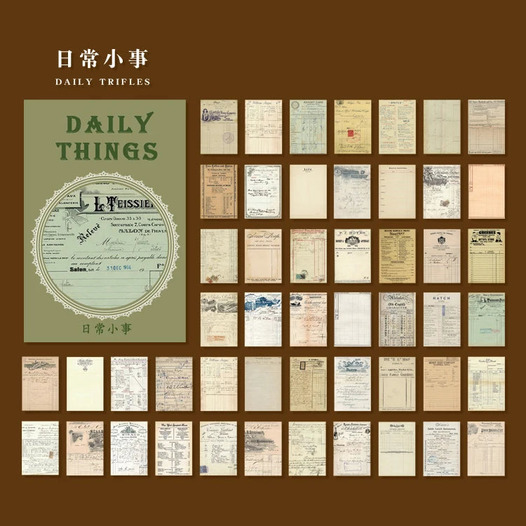 50-Piece Retro Vintage Paper Set for Journaling and Crafts