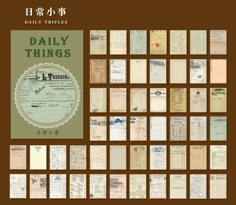 50-Piece Retro Vintage Paper Set for Journaling and Crafts