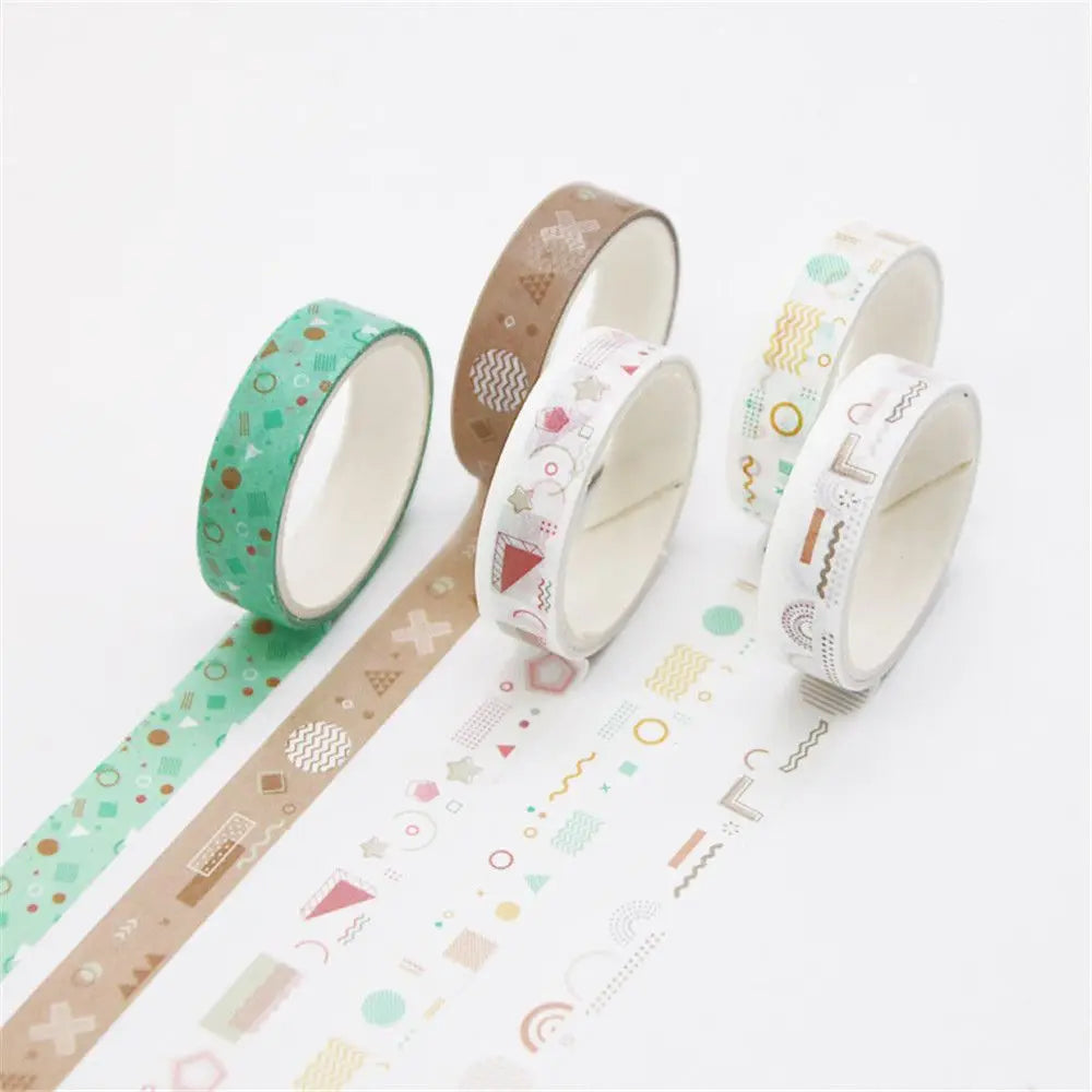 5-Piece Multicolor Washi Tape Set for Scrapbooking, Journaling, Crafts