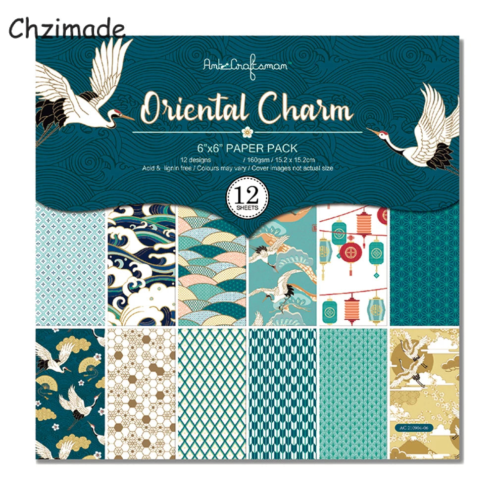 12-Sheet Vintage Flower Paper Pad for Scrapbooking & DIY Crafts