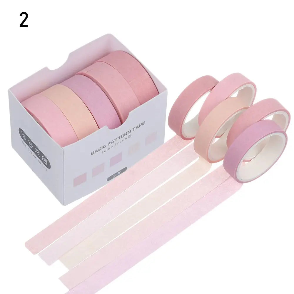 5-Piece Multicolor Washi Tape Set for Scrapbooking, Journaling, Crafts