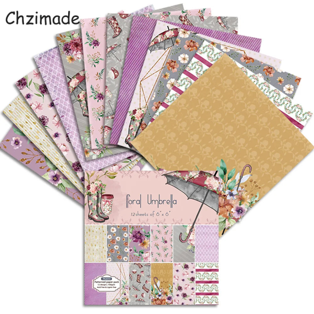 12-Sheet Vintage Flower Paper Pad for Scrapbooking & DIY Crafts
