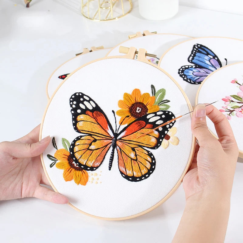 Butterfly & Flower Embroidery Kit – Beginner-Friendly DIY Needlework Set