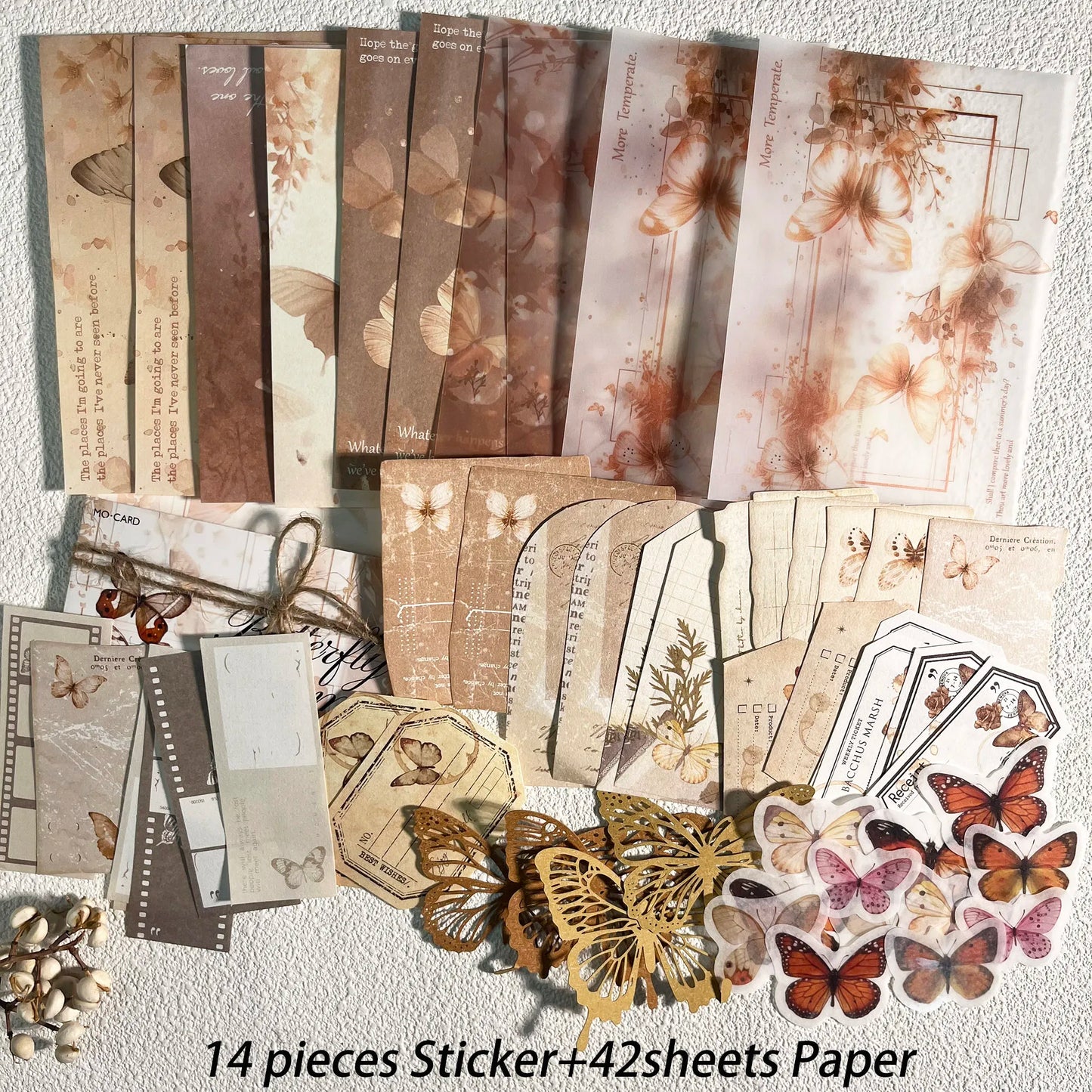 56-Piece Vintage DIY Scrapbook Set with Unique Papers & Stickers