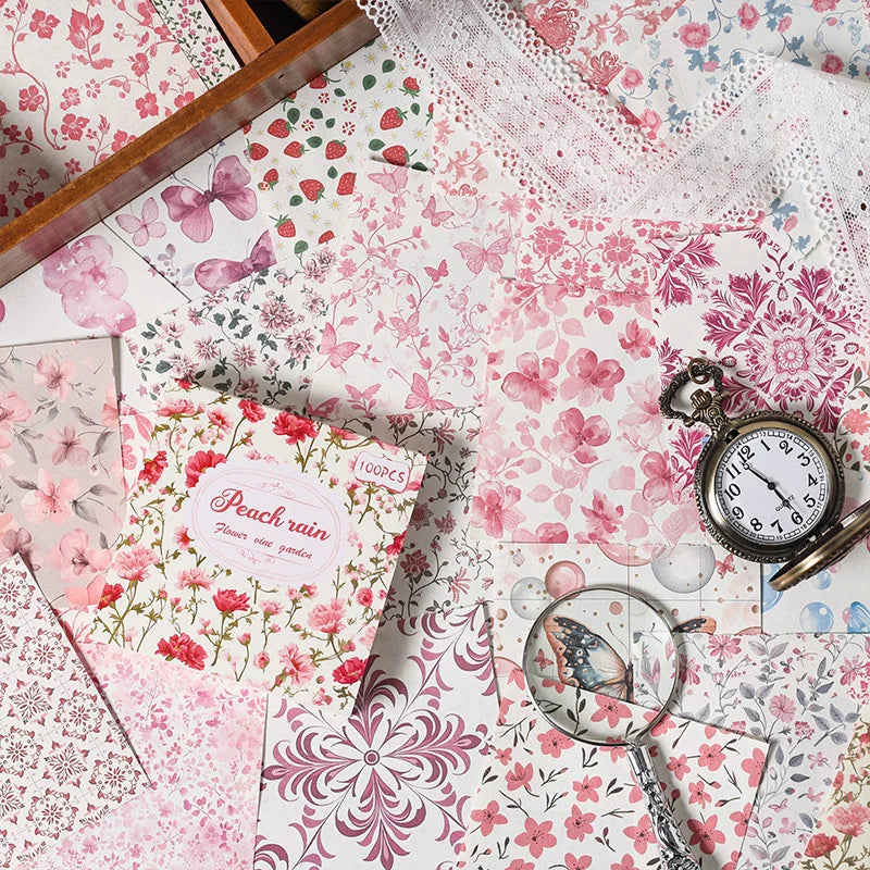 100-Piece Vintage Paper Set for Scrapbooking and Crafting Projects