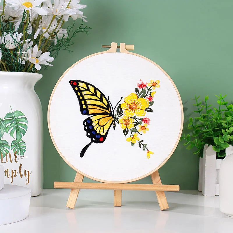 Butterfly & Flower Embroidery Kit – Beginner-Friendly DIY Needlework Set