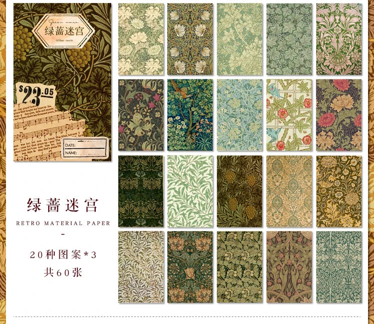 60-Piece Vintage Literature & Art Hand Tent Paper Set