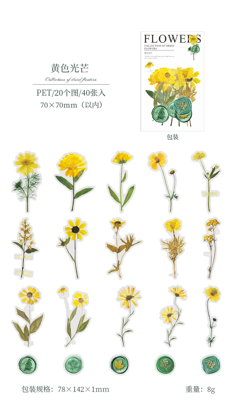 40-Piece Floral Sticker Kit for Scrapbooking and DIY Crafts