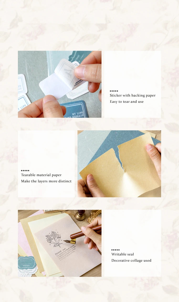 6-Style Vintage Plant Paper Set for Journaling & Scrapbooking Crafts