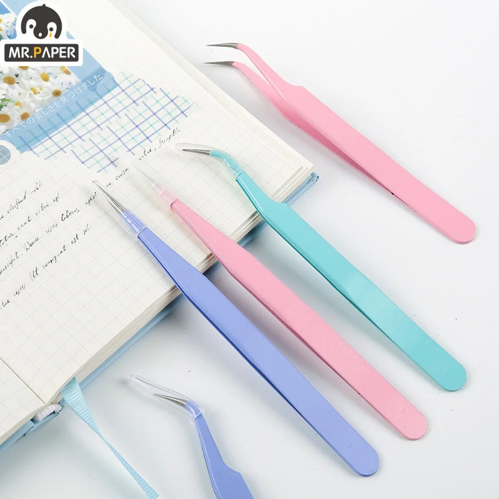 8-Style Candy Color Tweezers – Precision Stainless Steel Tool Set