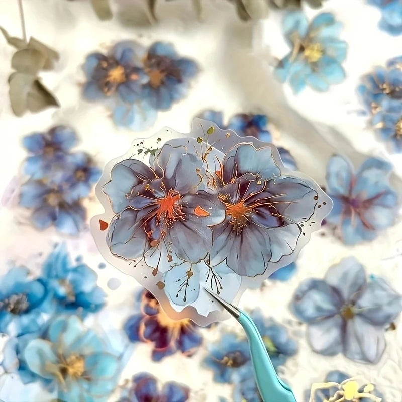 20 Sheets Vintage Flower & Letter PET Stickers for Crafting