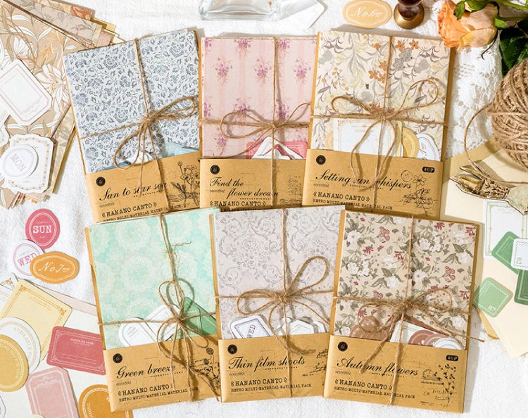 6-Style Vintage Plant Paper Set for Journaling & Scrapbooking Crafts