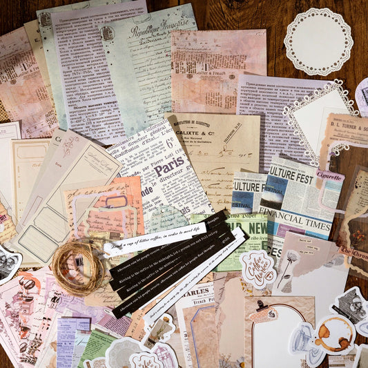 85-Piece Vintage Decor Sticker and Paper Kit for Crafts