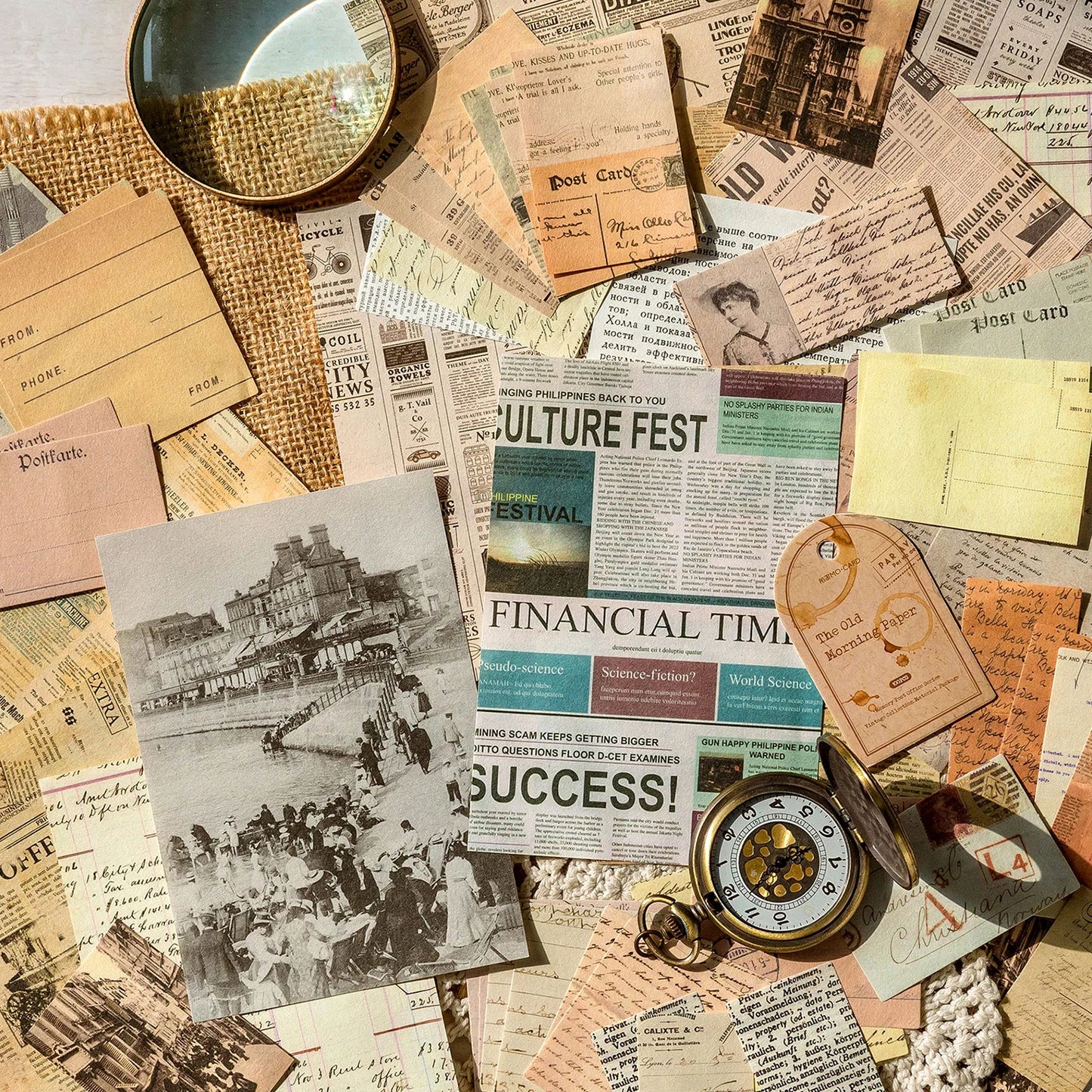 100-Piece Vintage Aesthetic Paper Set for Journaling & Scrapbooking Crafts