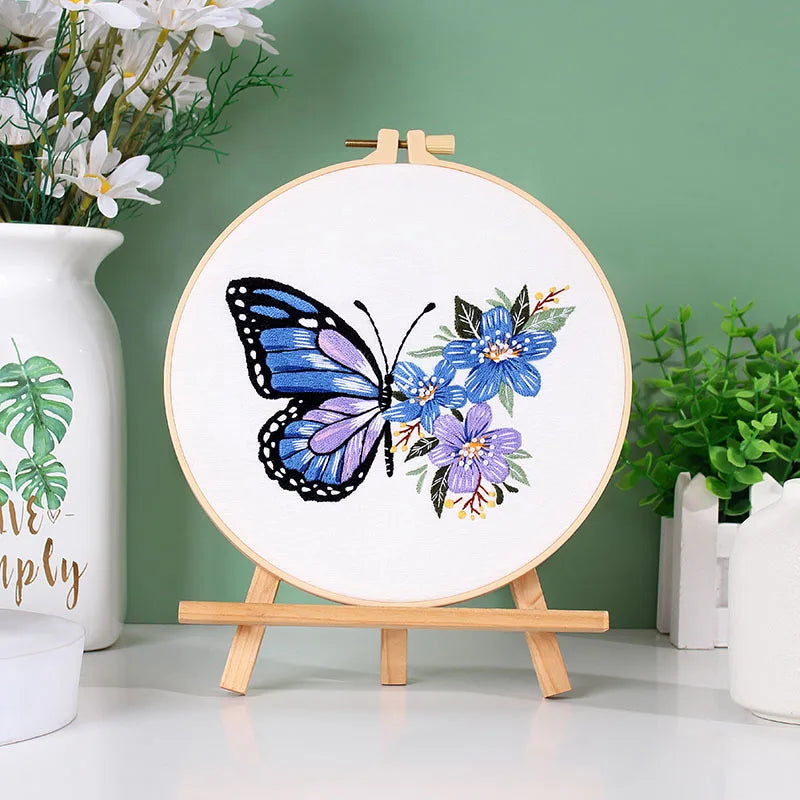Butterfly & Flower Embroidery Kit – Beginner-Friendly DIY Needlework Set