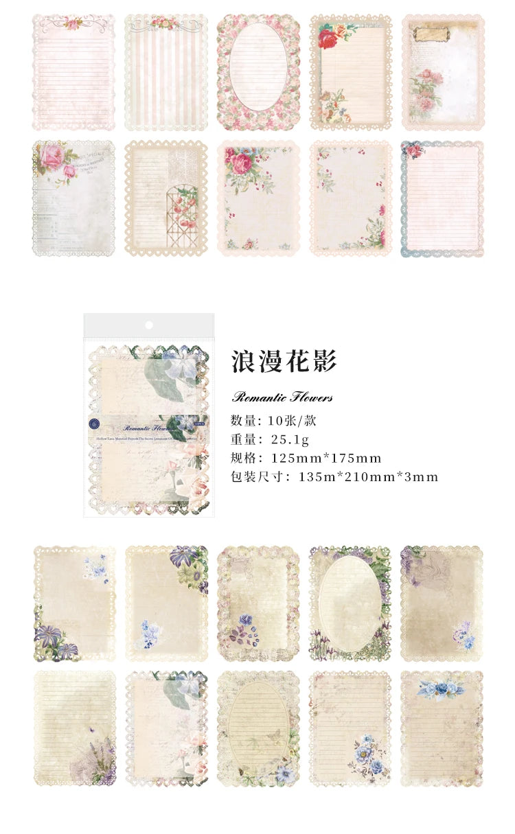 10-Piece Vintage Floral Lace Paper Set for Scrapbooking and Crafting