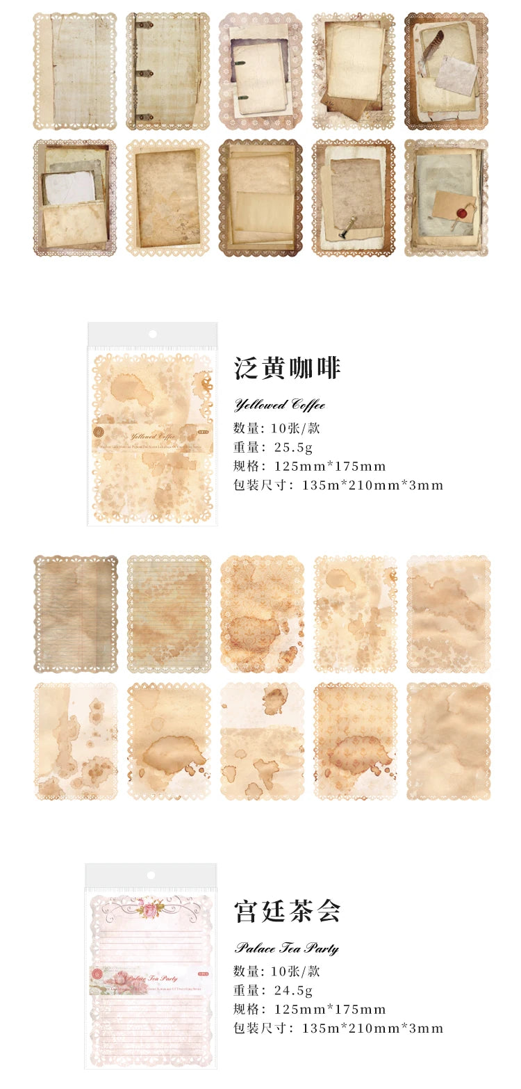 10-Piece Vintage Floral Lace Paper Set for Scrapbooking and Crafting