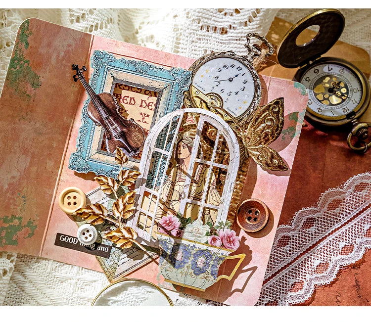30-Piece Floating Kawaii Baroque Stickers for Scrapbooking & DIY Crafts