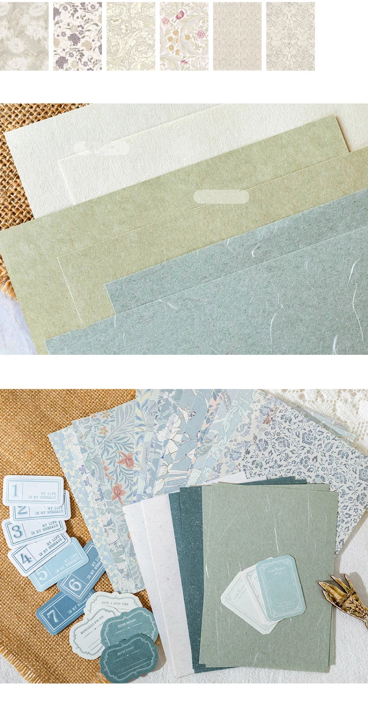 6-Style Vintage Plant Paper Set for Journaling & Scrapbooking Crafts