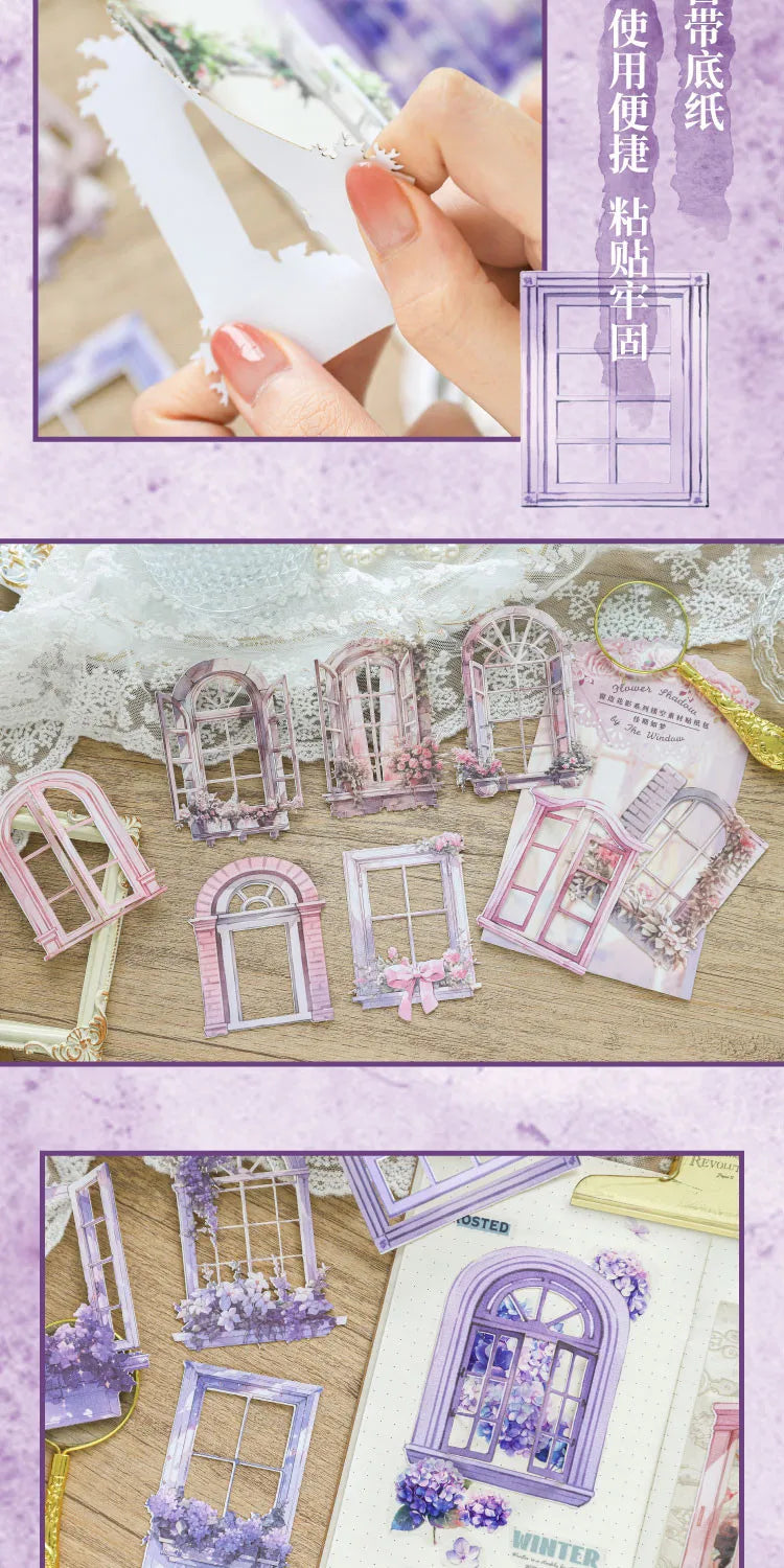 10pcs Window Flower Collage Paper Set for Scrapbooking & Journals
