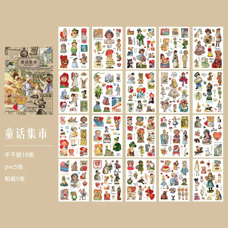 20-Piece Vintage Plant & Mushroom Stickers for Scrapbooking and Crafts